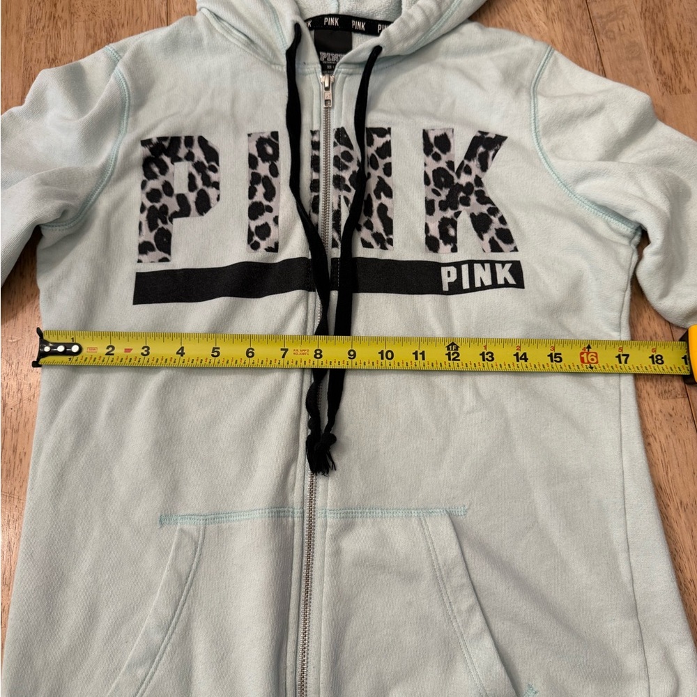 PINK Victoria's Secret Mint Hoodie with Leopard Print - Picture 5 of 7